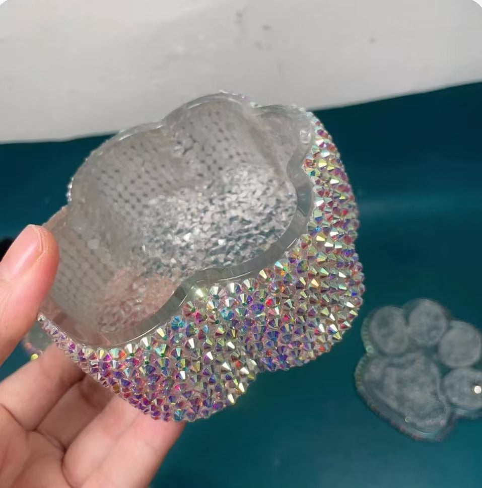 Handmade Diamond Cat's Paw Storage Box Resin Mold