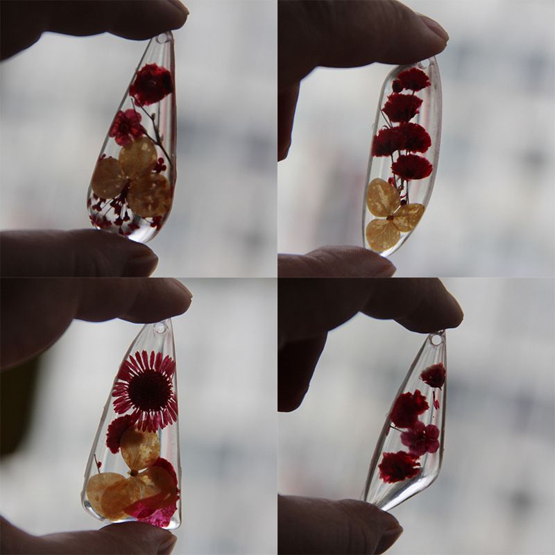 2 moldes de resina para pendientes, colgantes y accesorios de joyería de diferentes formas.