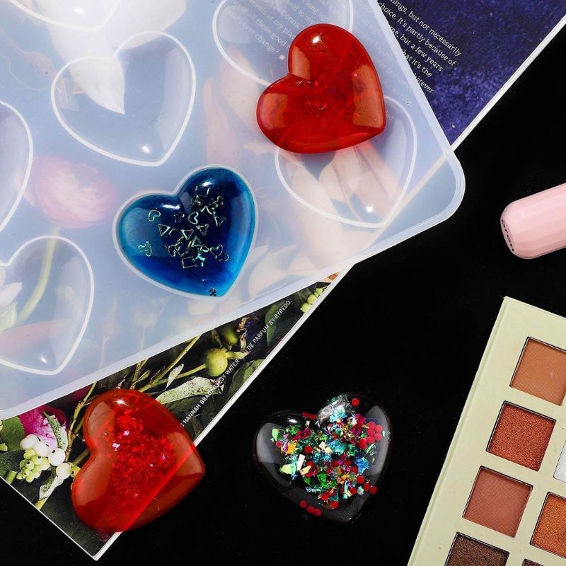 Moldes de resina con forma de corazón para llaveros, moldes de silicona con forma de corazón para epoxi