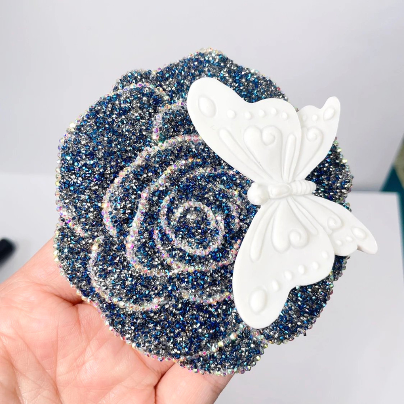 Juego de moldes de resina para caja de mariposa con forma de rosa de diamante hechos a mano