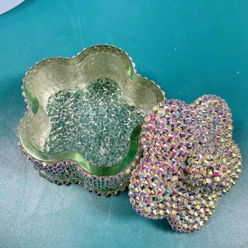 Moldes de resina para cajas de almacenamiento de flores con forma de flor de diamante hechos a mano