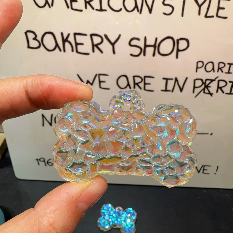 Handmade Diamond Dog Bone with Hole Pet Pendant Tag Resin Mold