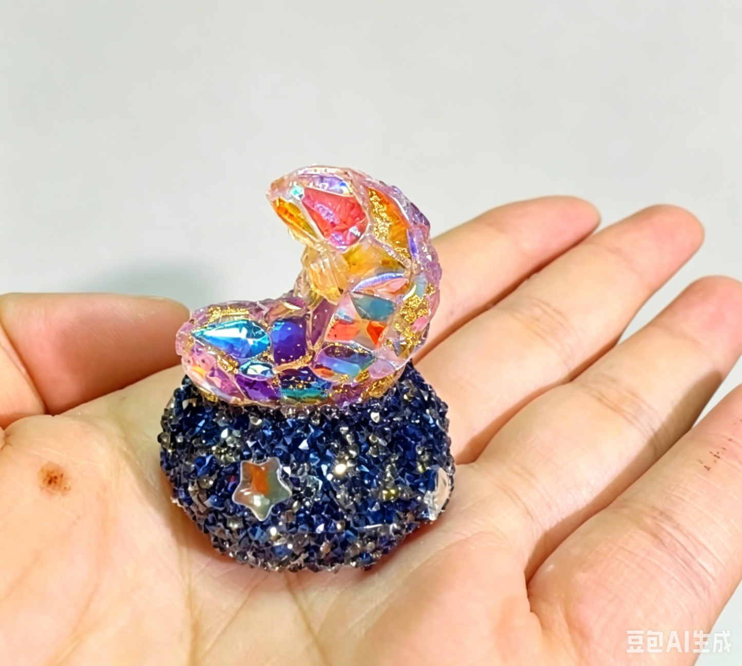 Handmade Diamond Moon Mini Figurine Resin Mold