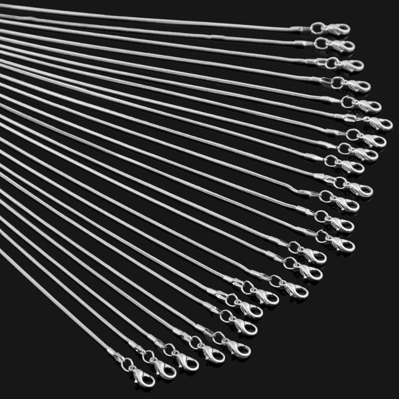 18 Inch 925 Silver Plated 1.2mm DIY Snake Chain Charms Link