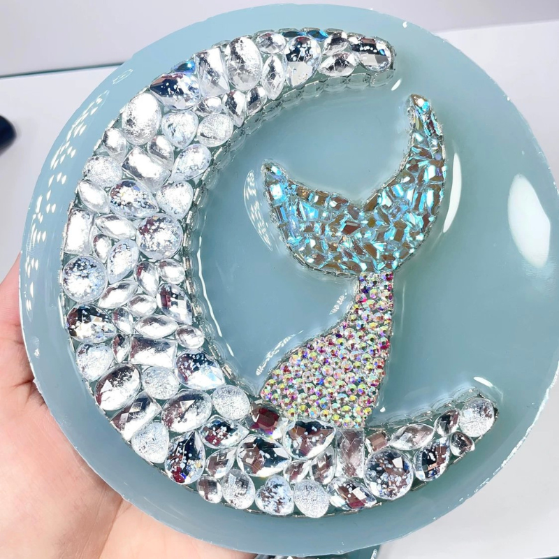 Handmade Diamond Cat Mermaid Tail Ornament Resin Mold