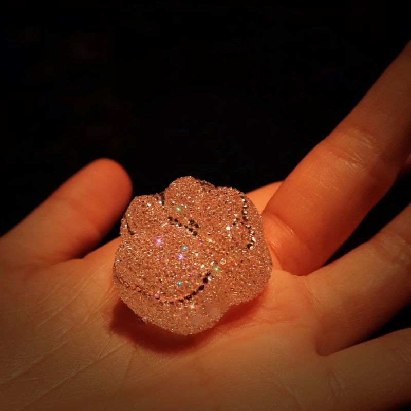 Molde de resina para decoración de pata de gato con diamantes, hecho a mano