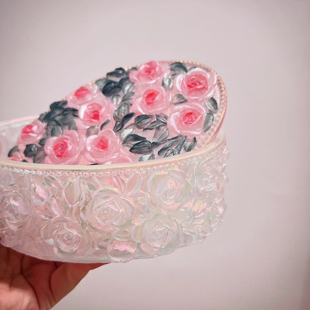 Handmade Large Exquisite Rose Flower Storage Box Resin Molds