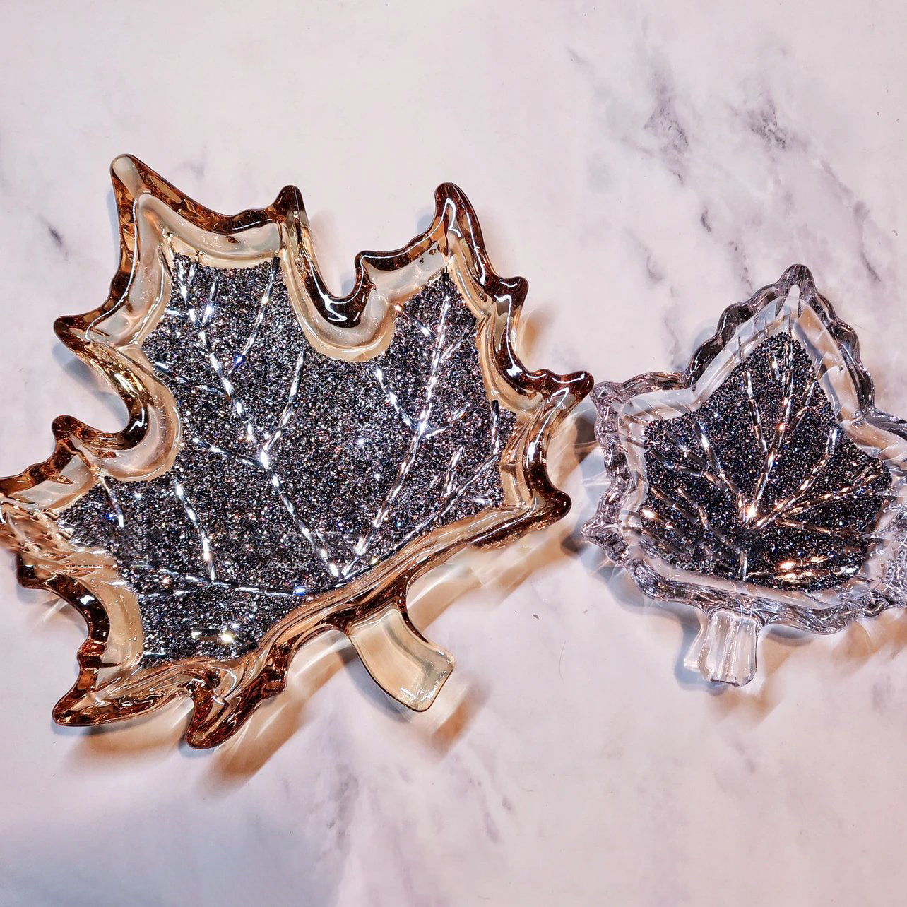 Handmade Diamond Large Size Maple Leaf Tray Resin Molds