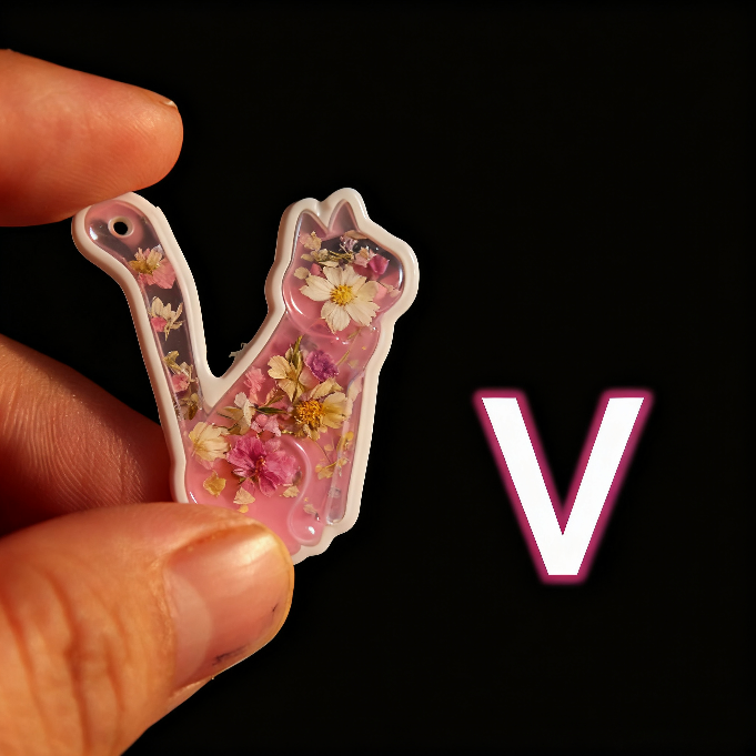 Cat-Shaped Alphabet Resin Mold with Hole