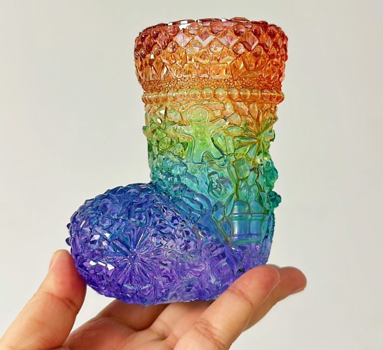Handmade Diamond Christmas Boot Storage Resin Mold