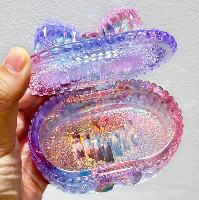 Handmade Diamond Flip-Top Storage Box Resin Mold