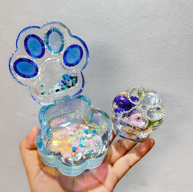 Handmade Cat Paw Shape Flip-Top Box Storage Resin Mold
