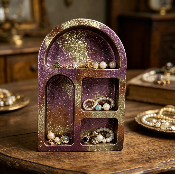 Arched Divided Jewelry Organizer Resin Mold