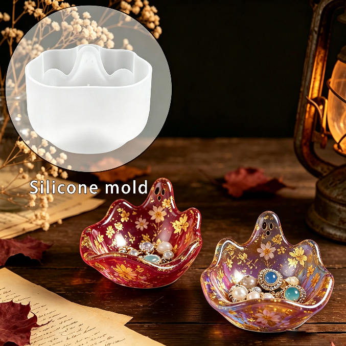 Cute Ghost Tray Storage Resin Mold DIY Jewelry Dish, Trinket Holder & Home Decor