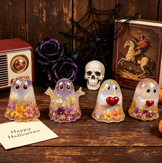 4PCS Cute Ghost Resin Mold Set