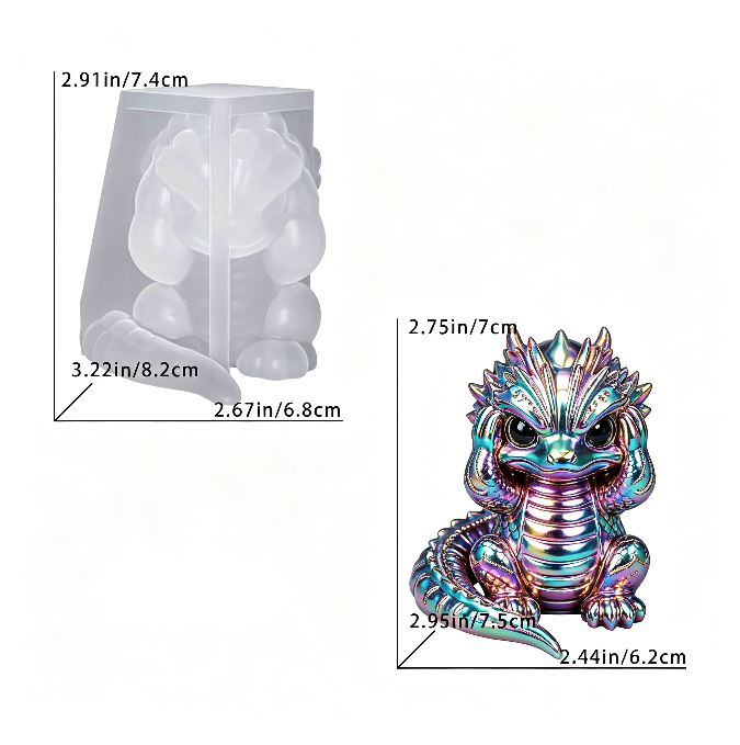 Cute Chubby Dragon Figurine Resin Mold Set