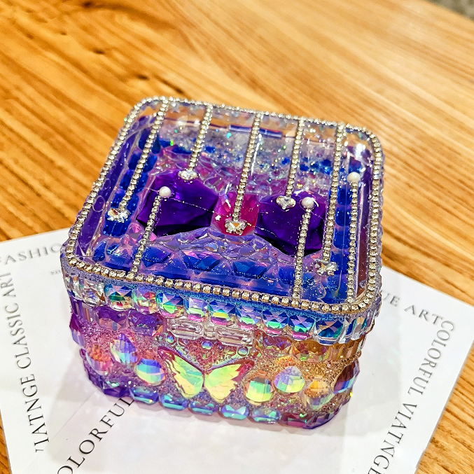 Handmade Diamond Large Square Flip-Top Storage Box Resin Mold