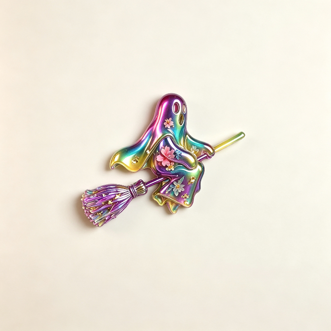 Flying Ghost on Broom Figurine Resin Mold