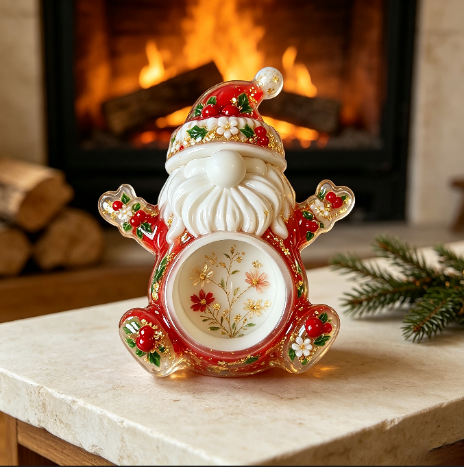 Santa Claus Candle Holder Figurine Resin Mold