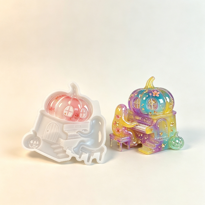 Ghost Playing Piano Figurine Resin Mold