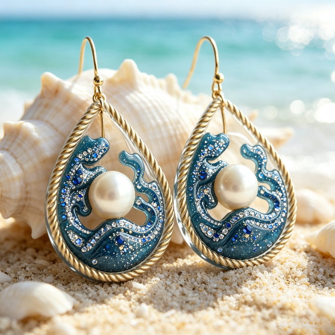 Handmade Teardrop Wave Pearl Earring & Jewelry Resin Mold