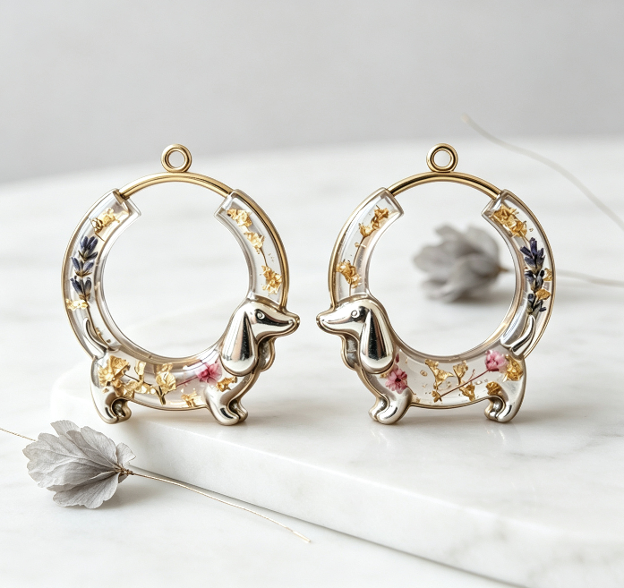 Handmade Cute Dachshund Earrings Jewelry Resin Mold
