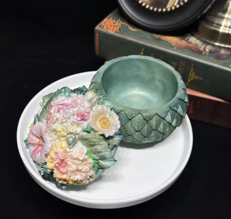 Handmade Blooming Feather Storage Jar Resin Mold