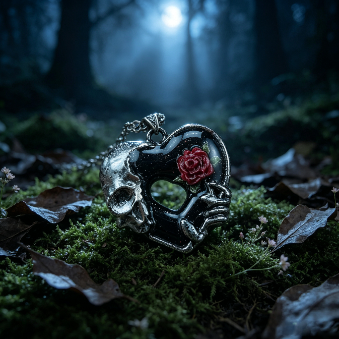 Handmade Skeleton Handheld Rose Hollow Heart Pendant Resin Mold