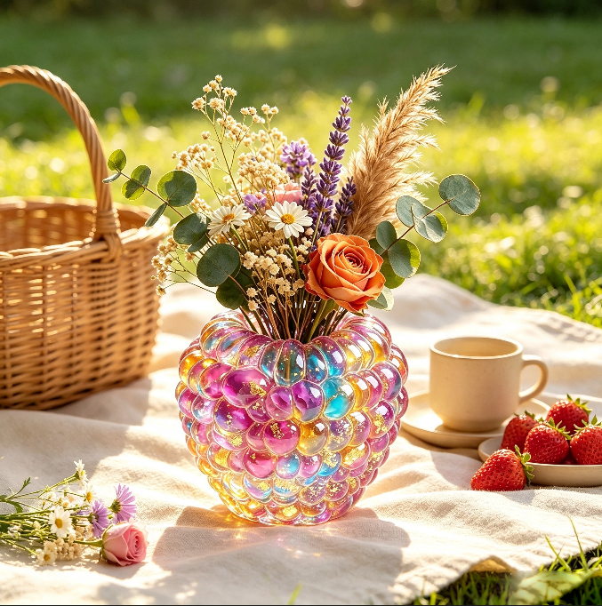 Raspberry-Shaped Vase Figurine Resin Mold