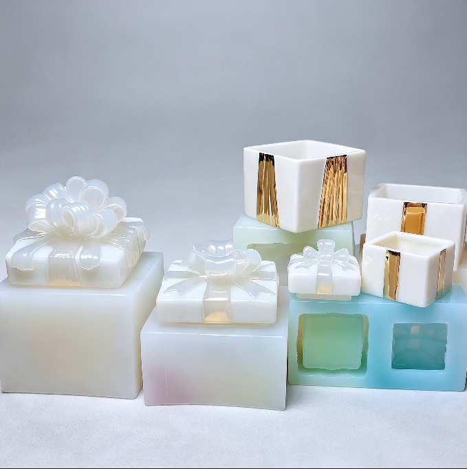 Handmade 3D Ribbon Gift Box Storage Container Resin Mold