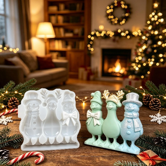 3-in-1 Christmas Duck Figurine Resin Mold