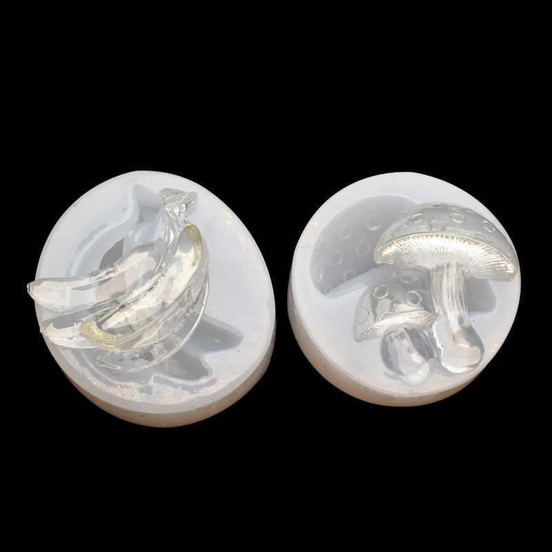 2pcs Mini Mushroom Banana Ornament Resin Molds