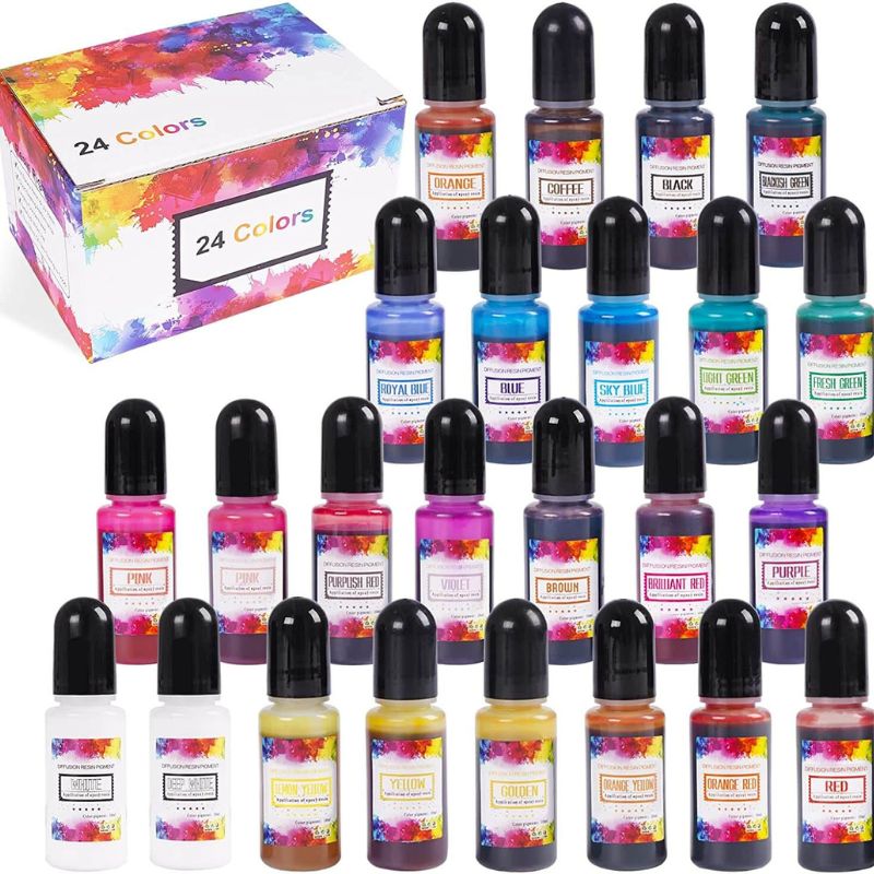 24 Bottle Colors Alcohol-Based Ink Diffusion Epoxy Resin Color Dye