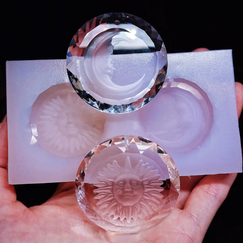 Molde de resina con forma de sol y luna, 2 en 1, hecho a mano