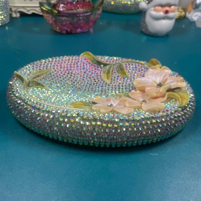 Molde de resina para bandeja de flores de diamante hecho a mano