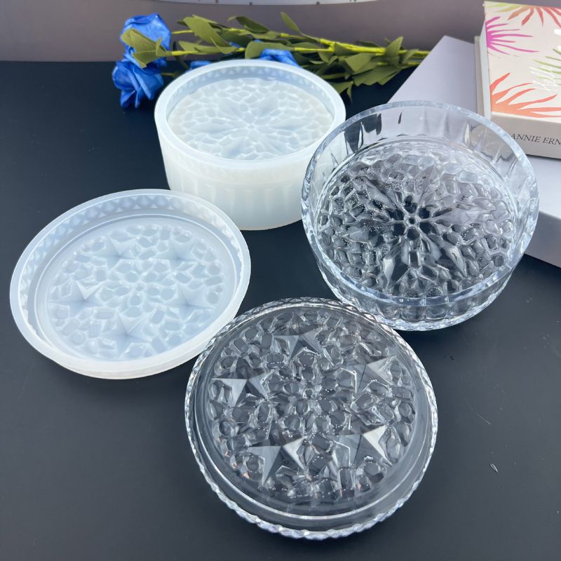 Molde de caja de almacenamiento de garra de gato con chapa de diamante hecho a mano de IntoResin