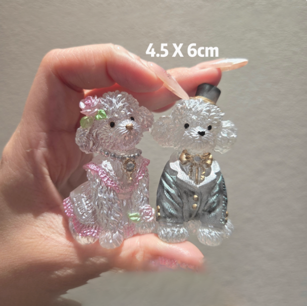 Moldes de resina para decoración de pareja de caniches hechos a mano