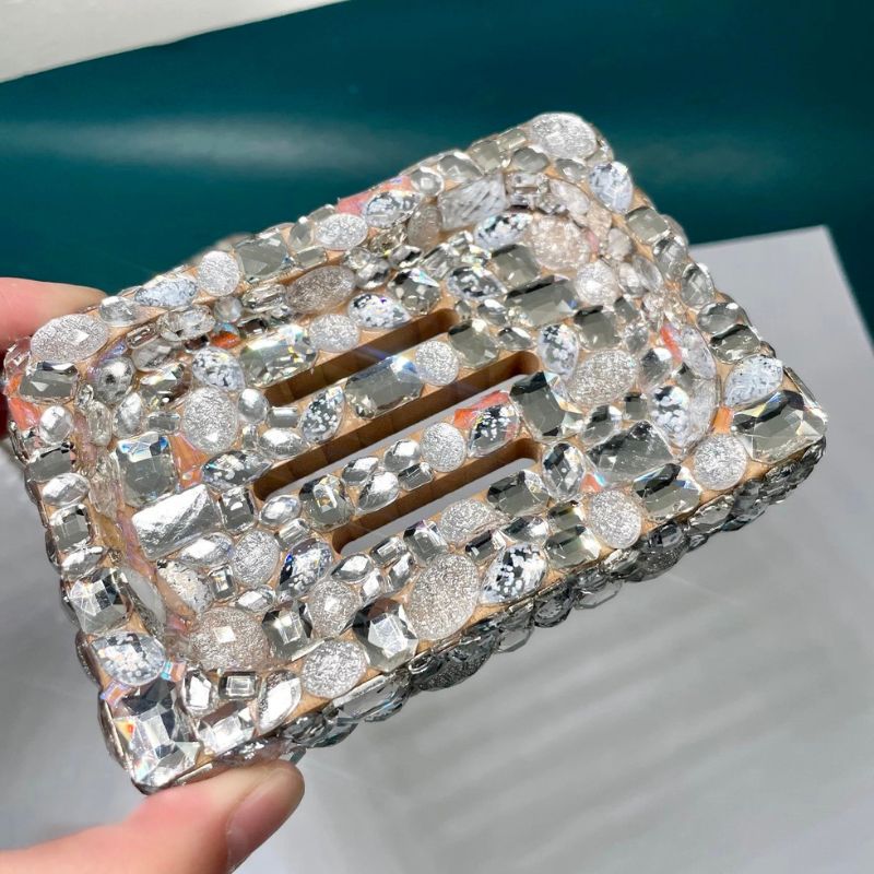 Molde de resina para bandeja de jabón con forma de diamante hecho a mano