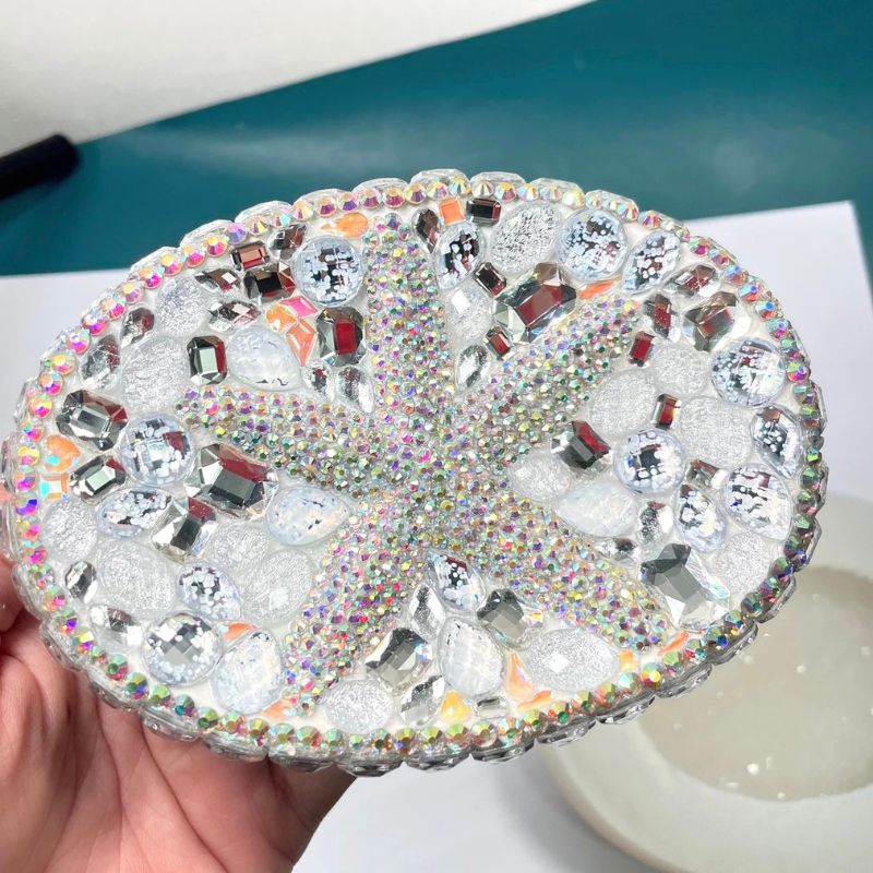 Molde de resina para bandeja de estrella de mar con diamantes hecho a mano