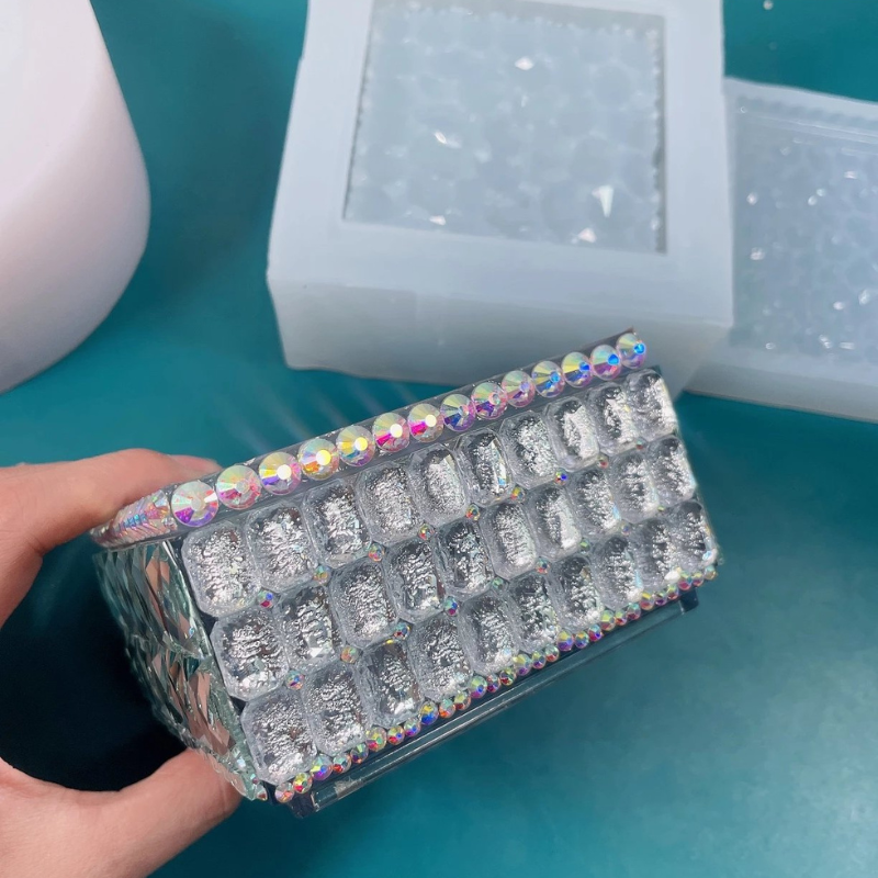 Handmade Square Large Diamond Storage Box Resin Molds