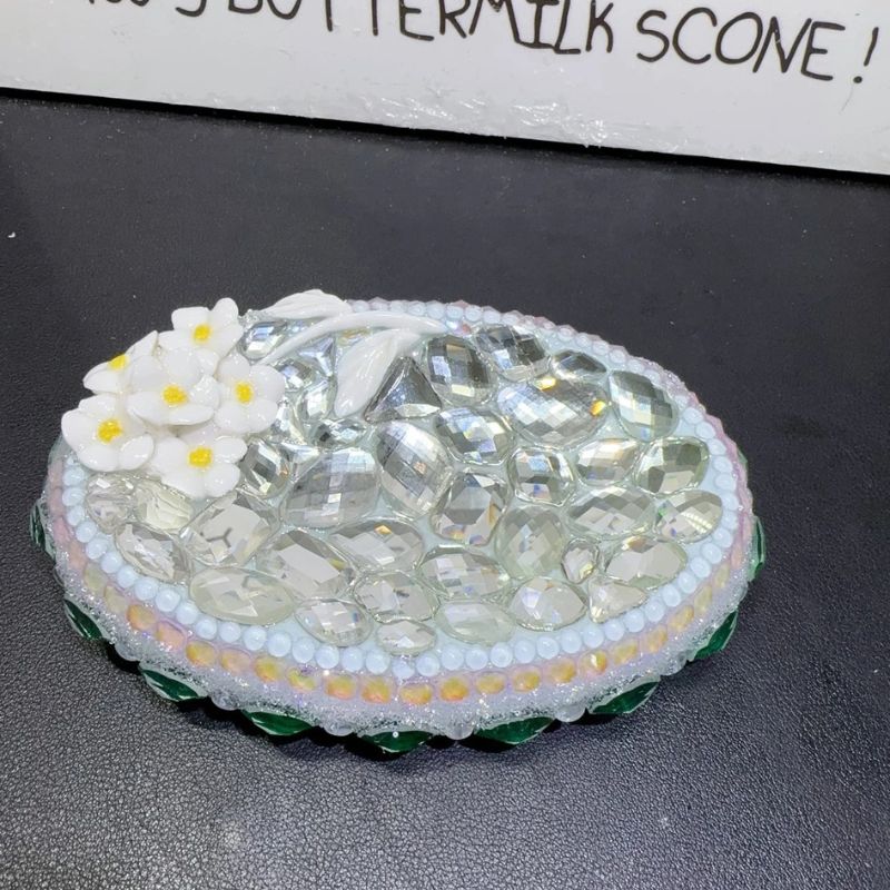 Molde de resina para plato de almacenamiento con forma de flor de diamante hecho a mano