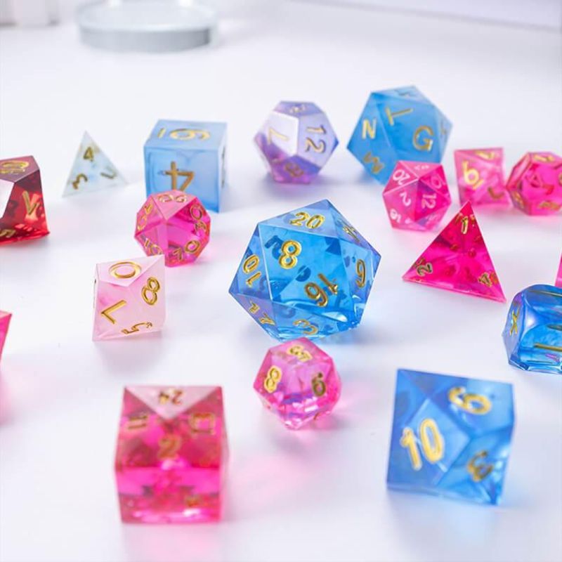 Moldes de dados de resina con 7 formas y números, juegos de dados para familias