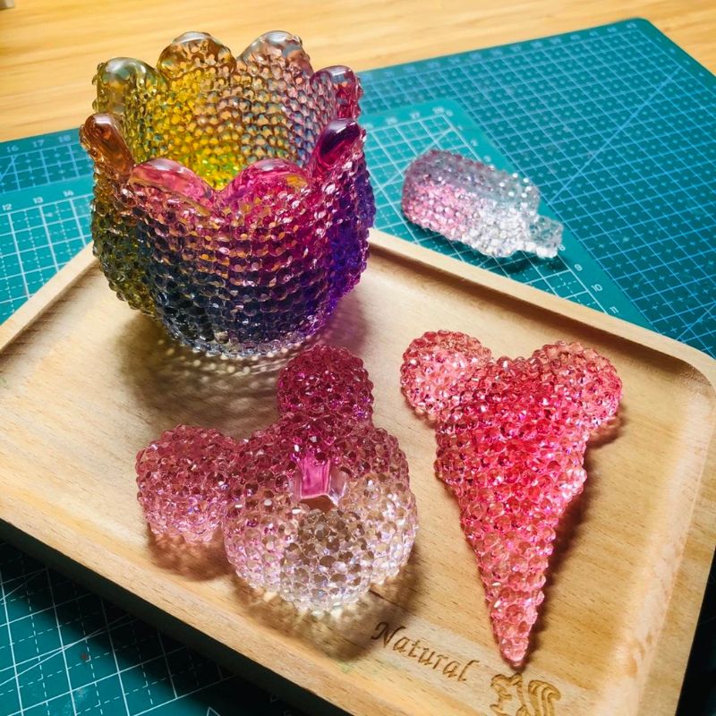 Molde de resina para arreglo de tulipanes con forma de diamante hecho a mano