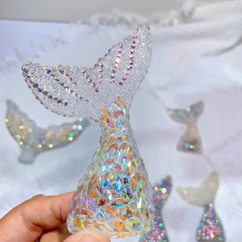 Molde de resina para adorno de cola de sirena de diamante hecho a mano