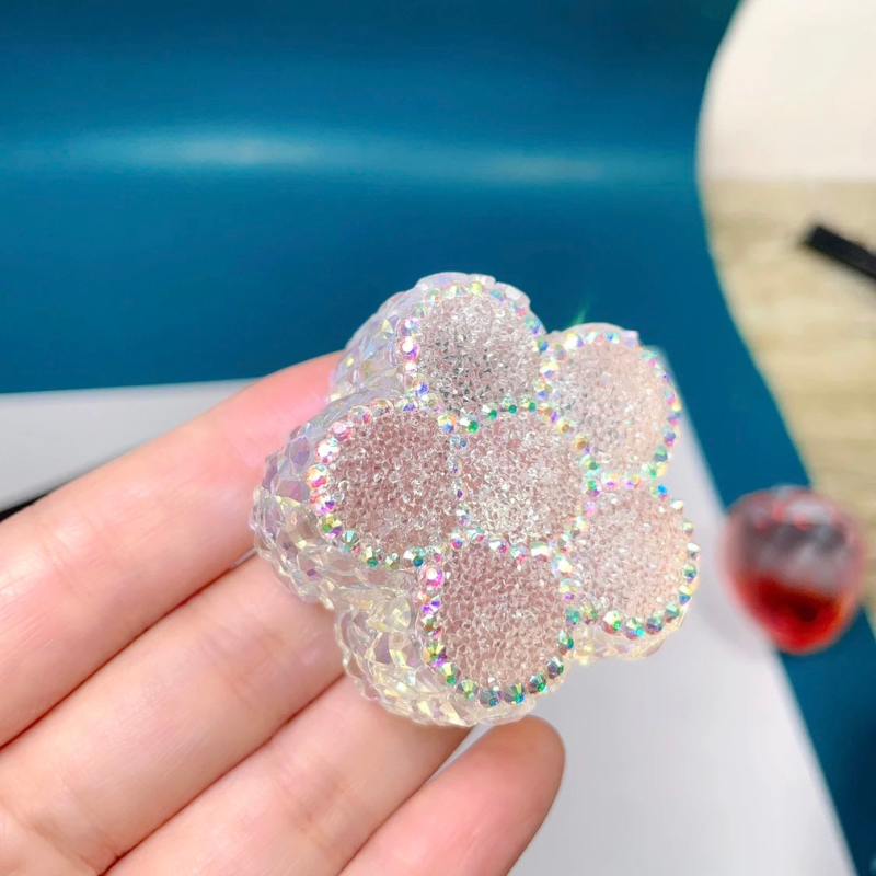 Molde de resina para decoración de flores de diamante hecho a mano con agujero