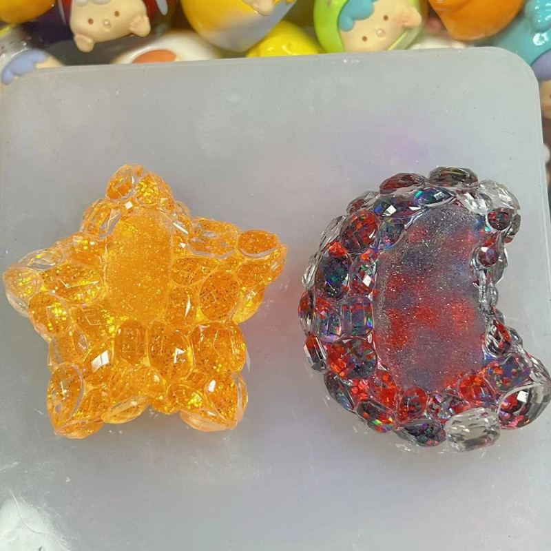 Handmade Diamond Crystal Cluster Love Star Moon Decoration Resin Molds