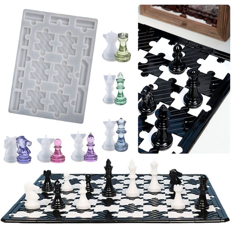 Chess Set Resin Mold for Making 13 Detachable Puzzle ChessBoard