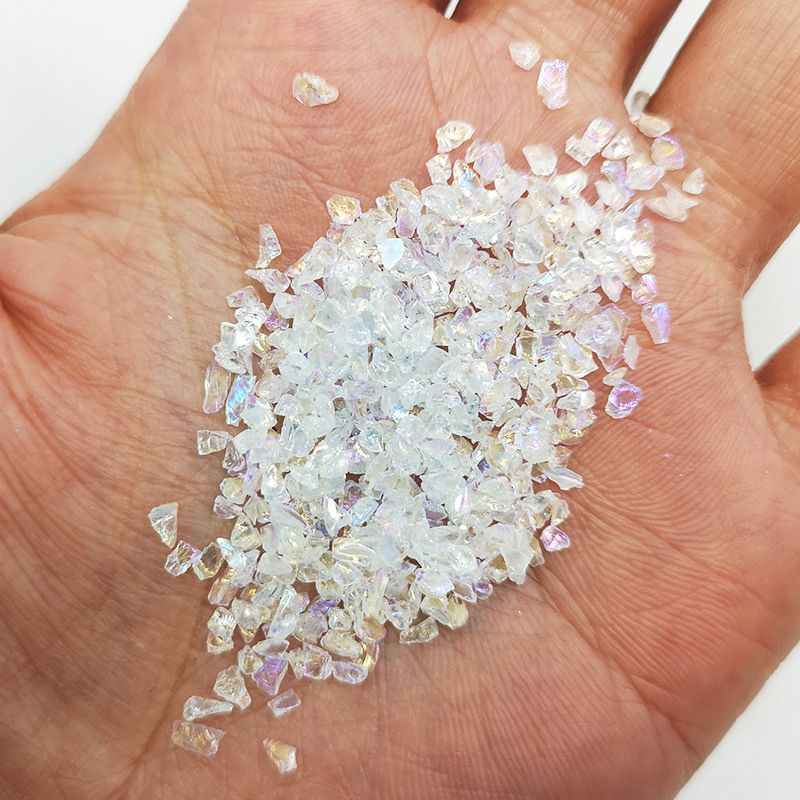 50 g de cristales de geoda falsos de vidrio kawaii iridiscente azul hielo transparente para posavasos de resina y joyería