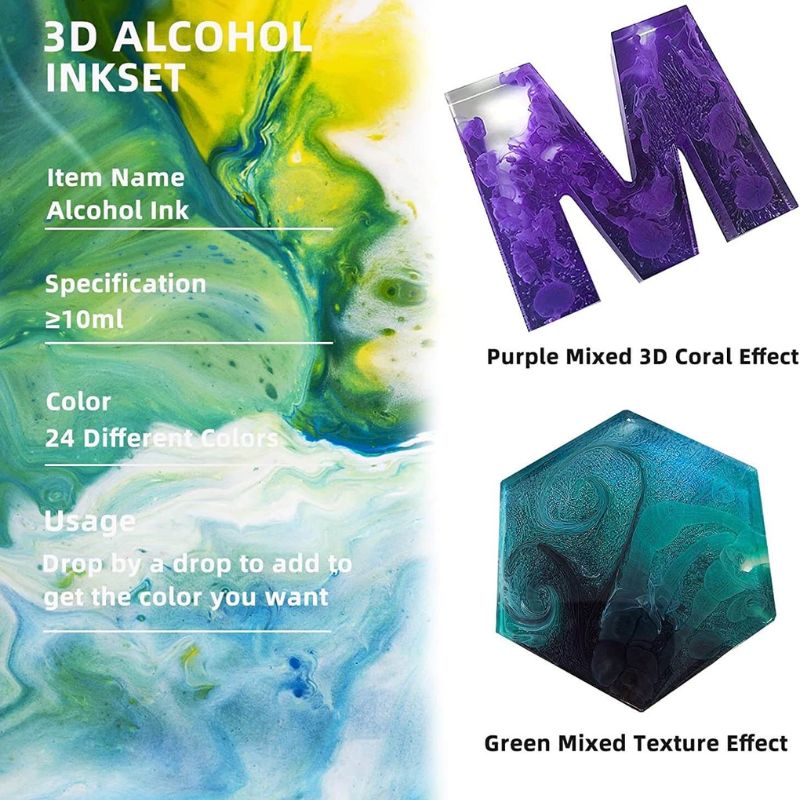 Alcohol Ink Set - 24 Vibrant Colors Pigment for Epoxy Resin Concentrated Alcohol Paint