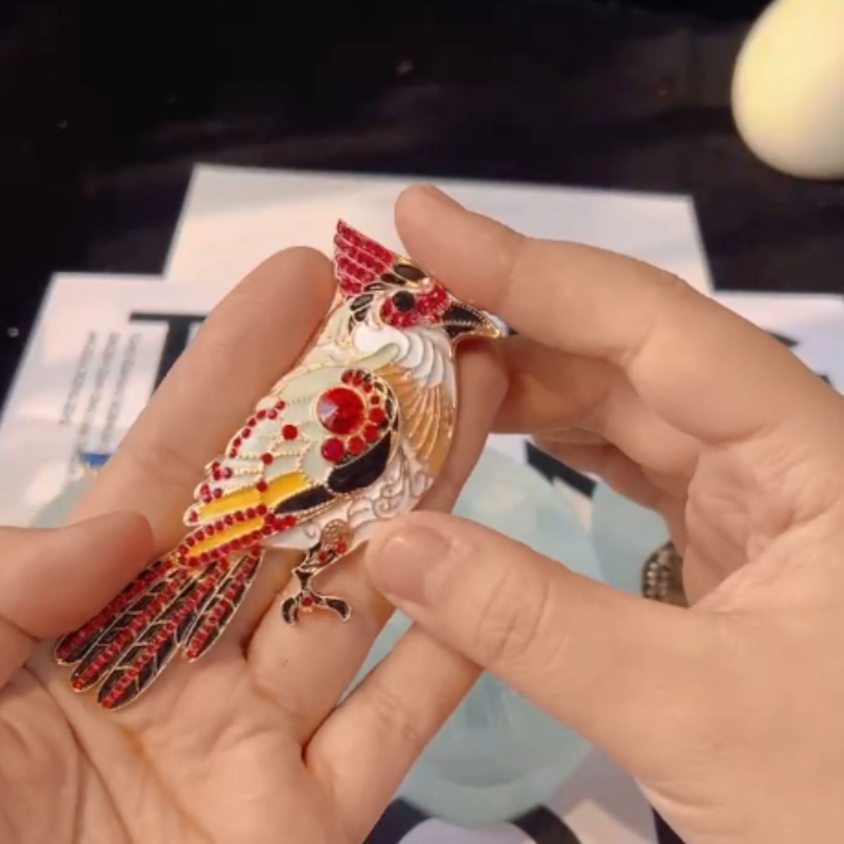 Molde de resina para decoración colgante de pájaro cardenal de diamante hecho a mano